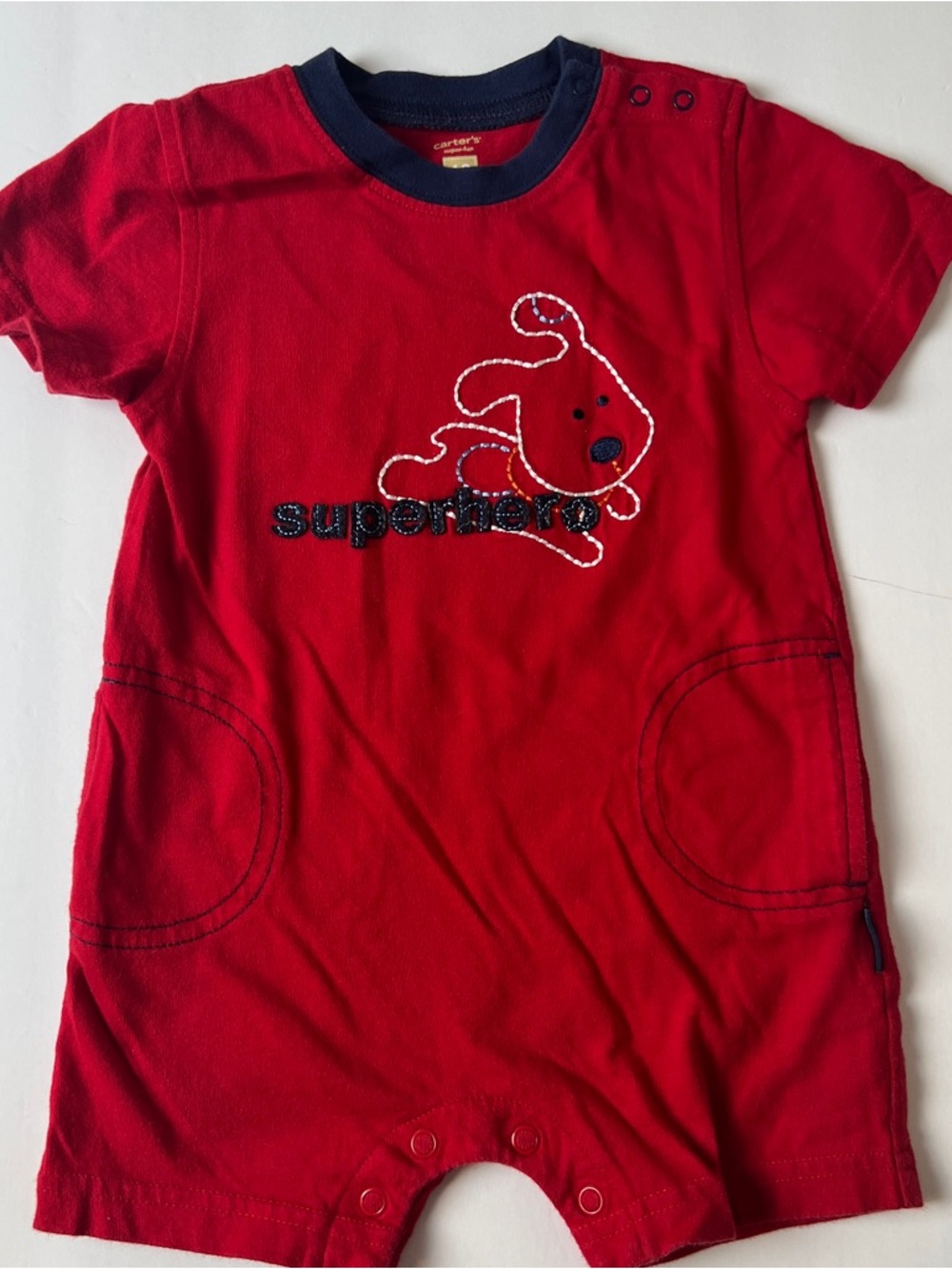 Carter's Red 'Superhero' Baby Romper 12 months boy